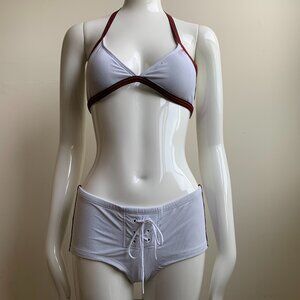 BLUE CRUSH era Vintage RARE Billabong boy leg short white jersey sport bikini